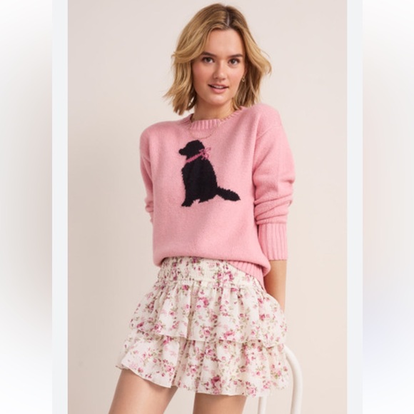 Francesca's Collections Sweaters - NWT Francesca’s Pink Puppy Sweater with Black Dog Design